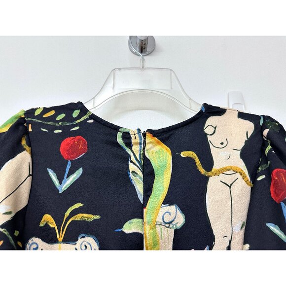 NWT Lisa Says Gah Penelope Museo Nero Print Midi Dress Black Statue Vase S - Picture 11 of 15